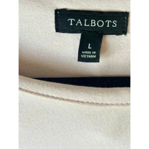 Talbots Pink Peplum Preppy Work Pink Top L Brass Buckle - Picture 9 of 10